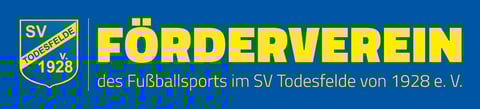 Logo of Förderverein, a supporters club for SV Todfesfelde football club founded in 1928, with blue shield and yellow text